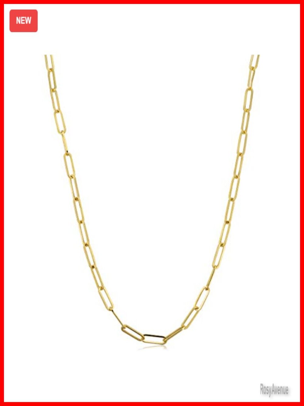 14k Yellow Gold Polished Paperclip Chain Necklace 30"